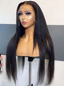 32-Inch Soft Straight Wig, 180 Density Synthetic Lace Front, Pre-Styled Baby Hair, Heat Resistant, Suitable for All Seasons, Women's Daily Use