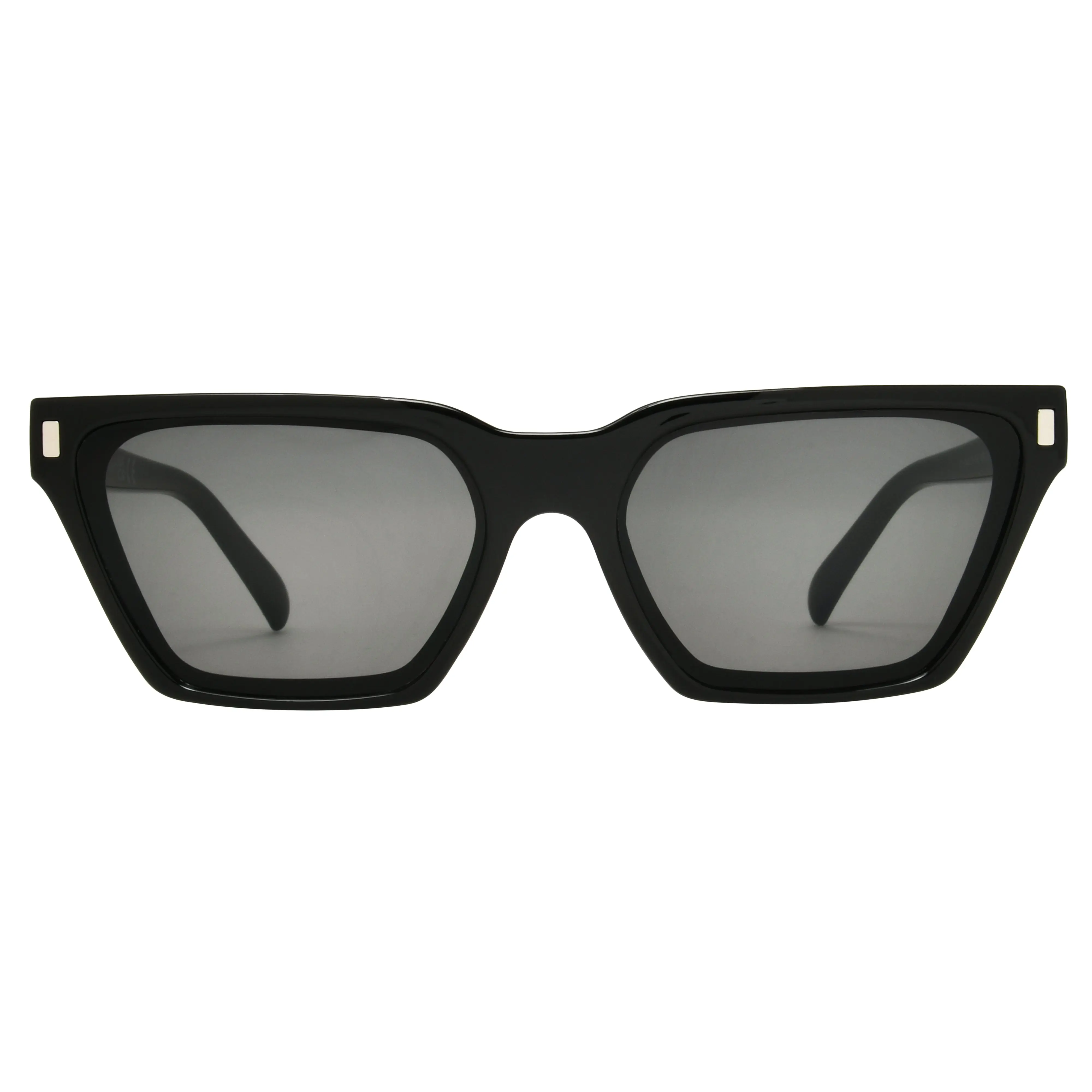 Women's Beachy Rectangle Sunglasses - Solid Black Minimalist Statement Frames, Scratch-Resistant Stylish Accessories for Foster Grant® Fans, Ideal for Golden-Hour Use, Streamlined