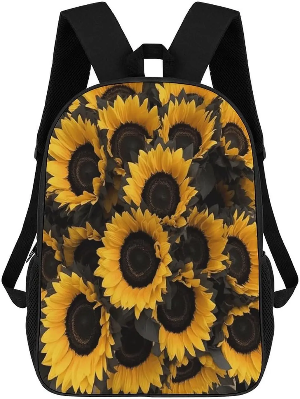 A Bouquet of Black Sunflowers Travel Backpack Laptop Backpack 17 Inch | Polyester Carry On Backpack Breathable Adjustable Strap Outdoor Backpack with Side Pockets Casual Daypack for Travel Work