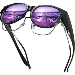 FOS2 Fit Over Glasses Polarized Sunglasses for Women & Men, Stylish Cat Eye Design Sun Glasses 100% UV Protection