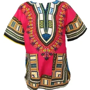 Unisex Dashiki Ankara Top Casual Tropical Vneck Cotton Shirt