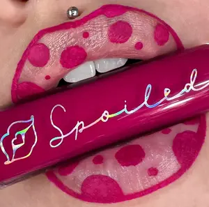Lola Liquid Lipstick - Waterproof Gloss with Spoiled Text Pink Design Vegan Cruelty-Free Paraben-Free Makeup Application Compact Lightweight US Made