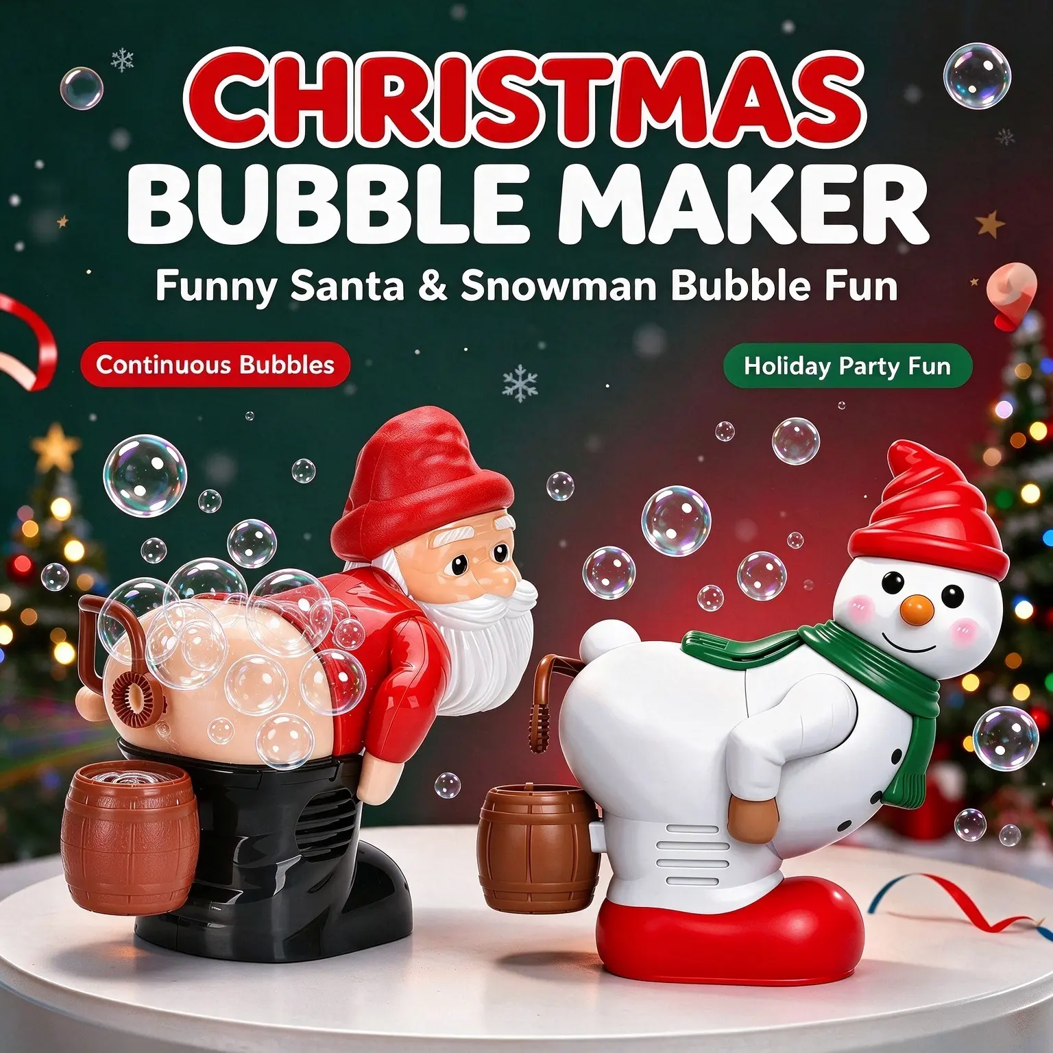 Christmas Gifts, Santa Claus Bubble Machine / Chick Microphone, Christmas Toys with Funny Sound Effects and Music, Prank Toys, Gifts for Kids, Proposal Props
