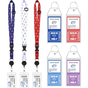 4 Pack Clear Carnival Cruise Luggage Tag Holder 3 Pack Cruise Lanyard for Ship Card Bundle  ID Holder Retractable Lanyard for Carnival Navigation Essential(Elegant)