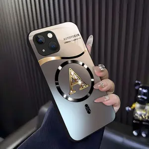 Suitable for [iPhone 13 Mini] high-end MagSafe phone case🥰, Luxury Gradient Bling Rhinestone Letter Magnetic Case Choose from all 26 letters—featuring a sophisticated, minimalist design 952