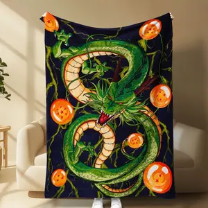 Dragon Ball Shenron flannel Blanket, Soft Flannel Fleece Anime Blanket, Dragon & Energy Ball Design, Cozy Bed Sofa Couch Blanket, Blanket Gift, Dragon Ball Theme