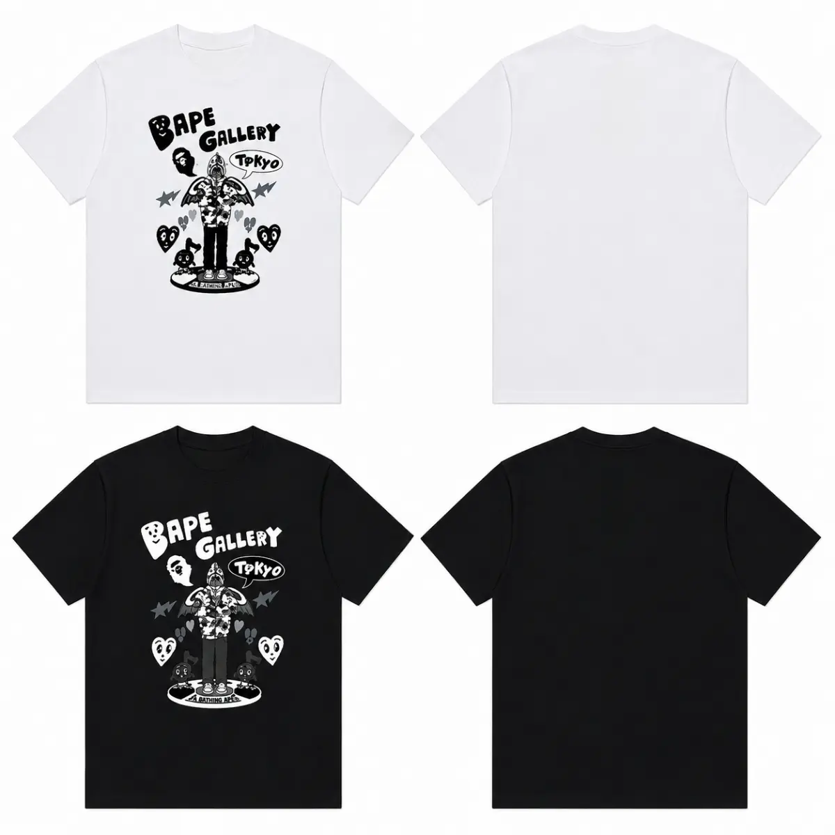 Unisex Tokyo Gallery Graphic T Shirt Black White Urban Streetwear Tee