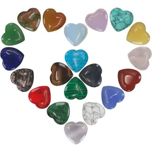 Rose Quartz Crystals,20PCS Heart Healing Crystals Amethyst Heart Love Stones Set Palm Thumb Gemstones Chakra Reiki Balancing Gifts for Men Women (Colorful - 20 PCS)