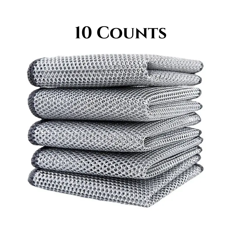 10 Counts Dishwashing Rags, Multipurpose Non-Scratch Wire Dishcloths for Kitchen Cleaning, Wet and Dry Use, Reusable Wire Cleaning Cloths for Kitchen,