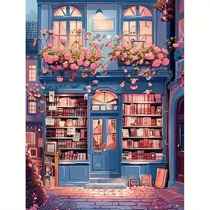 1PCS Bookstore Scene- 16x20 Inch - Frameless - Suitable for Art Students DIY Digital Painting Kit - Professional Paintings - Paint by Numbers - Handcraft Art Set - Acrylic Painting, Diy decorative painting - For Home Wall Decoration and Gifts - Frame