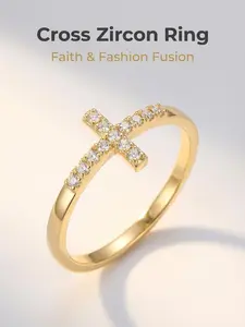 Women's Cross Ring, Eternal Promise Jewelry, Religious Wedding Accessory, Birthday Party Gift, Valentine's Day Present