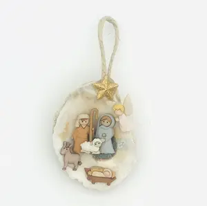 Nativity Scene Oyster Ornament