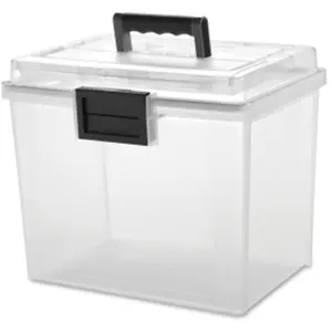 212 MAIN Weather-Tight Portable File Box - Iris Office Supplies, Foam Seal, Letter Size Hanging Files, Secure Document Storage