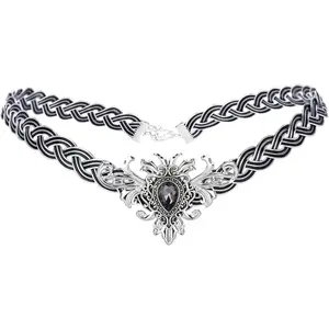 Fairy Crown Circlet V-shaped Braided Headpiece Tiara Medieval Viking Cosplay Headband for Renaissance Wedding Prom