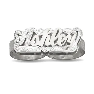 Script Two Fingers Heart 925 Sterling Silver Name Ring