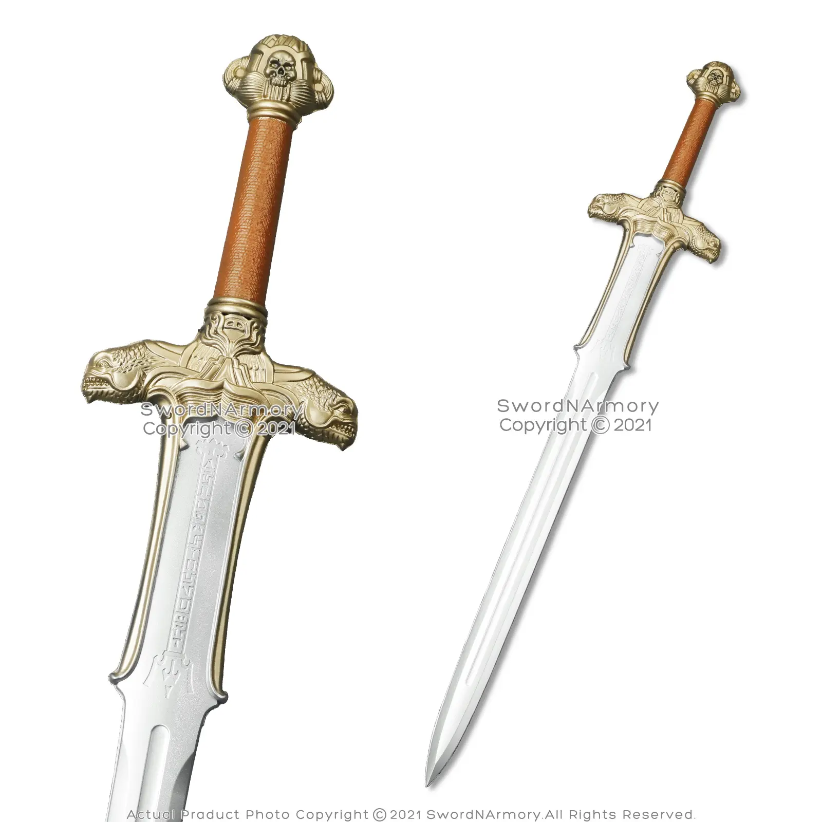 FOAM Golden Fantasy Skull Dragon Sword Short Broad Cosplay