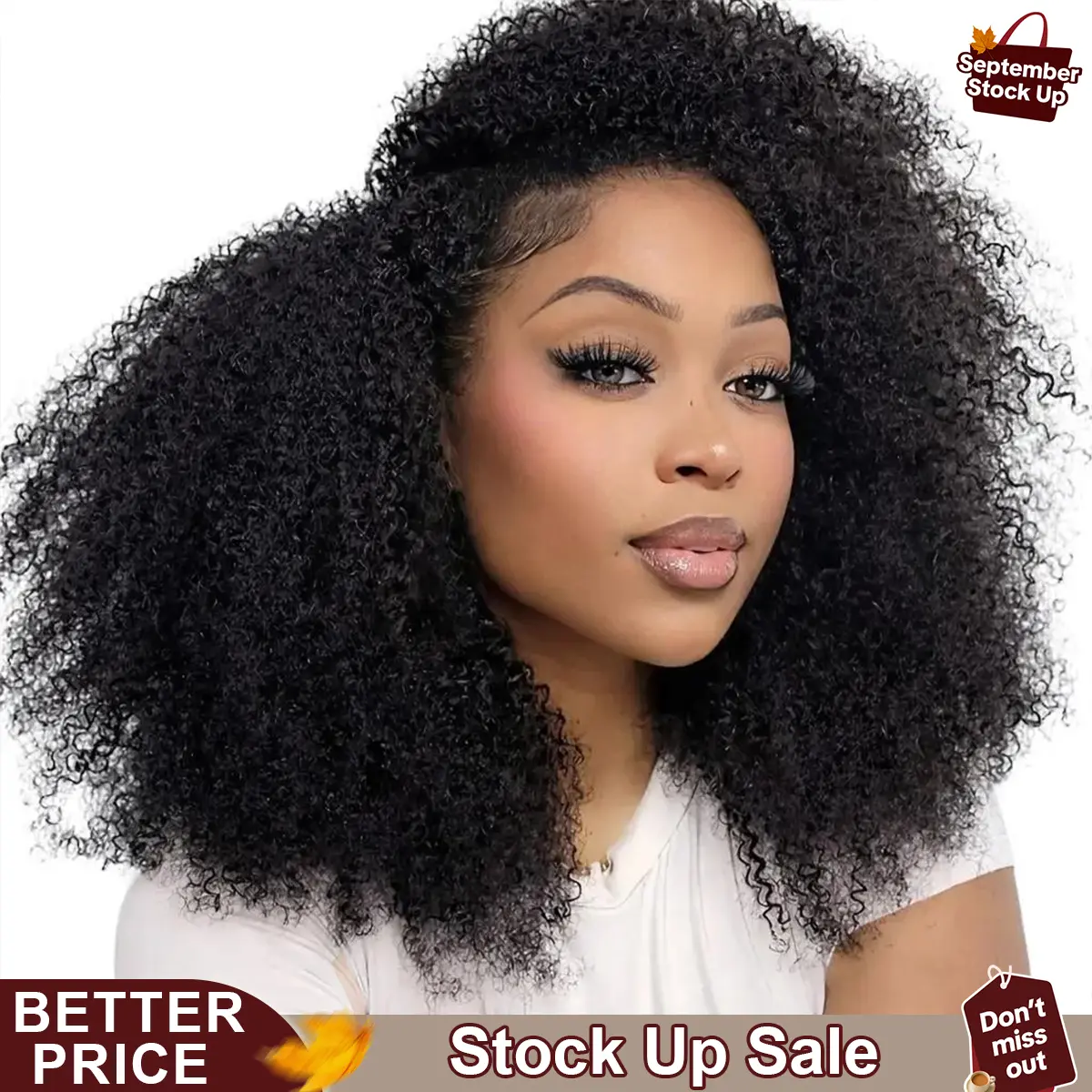 [Wear Go Half Wig] BGMgirl Invisible Hairline Afro Curly Kinky Straight Burmese Curly Half Wig No Leave Out Flip Over Wig Budget Friendly Glueless Human Hair Wig Seamless Updo Down Style Beginner Friendly Fall Hair#sohochic #tiktokshopstockup