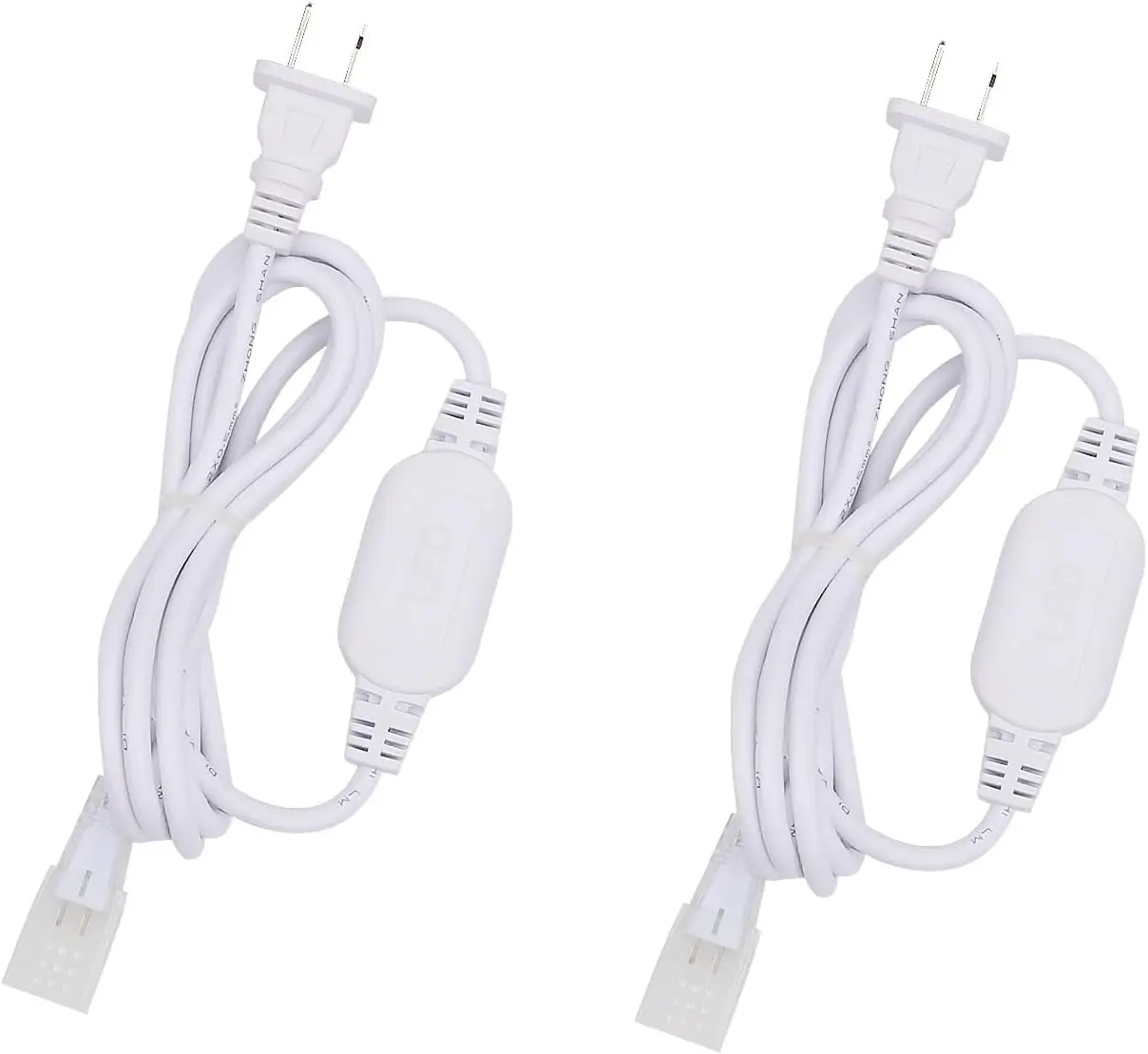 2-Pack High-Voltage LED Light Plugs with Cases & Rectifiers, Exclusive Power Supply for 10mm x 6mm 288LEDs/M 65.6FT AC 110V COB LED Strip Lights, Home Improvement Lighting Accessory