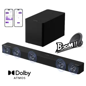 ULTIMEA M60 Boom 5.1 Surround System Dolby Atmos Soundbar Triple-Core DSP Tech  Smart APP EQ Control  Home Theater Audio for Movies Music Soundbar SurroundSound DolbyAtmos