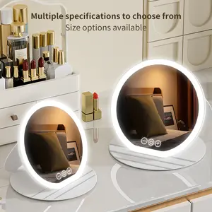 Mirror with Suction Cups，Rechargeable LED Light Mirror, 3-color DimmableLED Lighting Mirror, Portable Folding Travel
