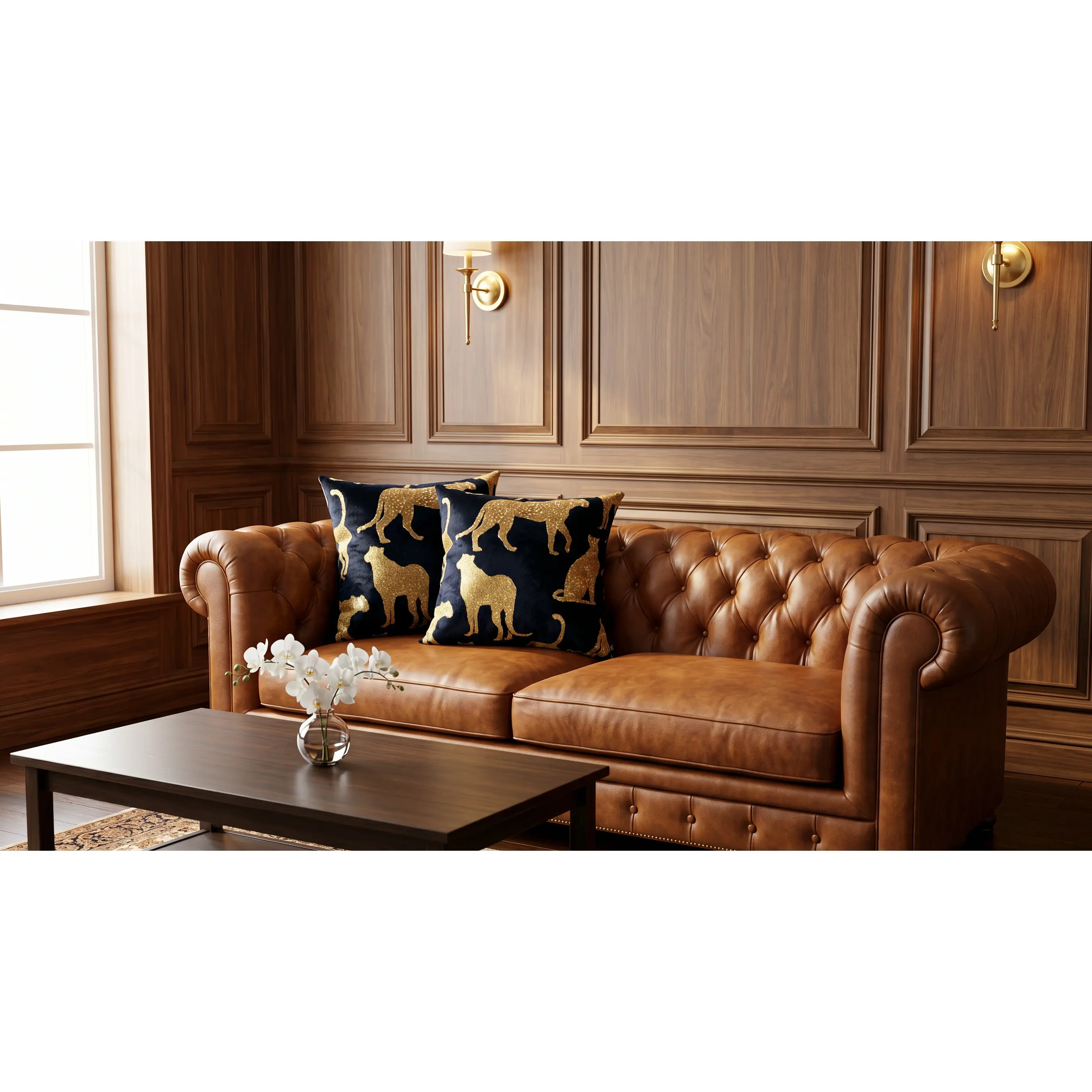 Cheetah Ebony Duo Pillow - 2 Sizes (18 x 18 in, 24 x 24 in), Polyester Fill, for Room Decor
