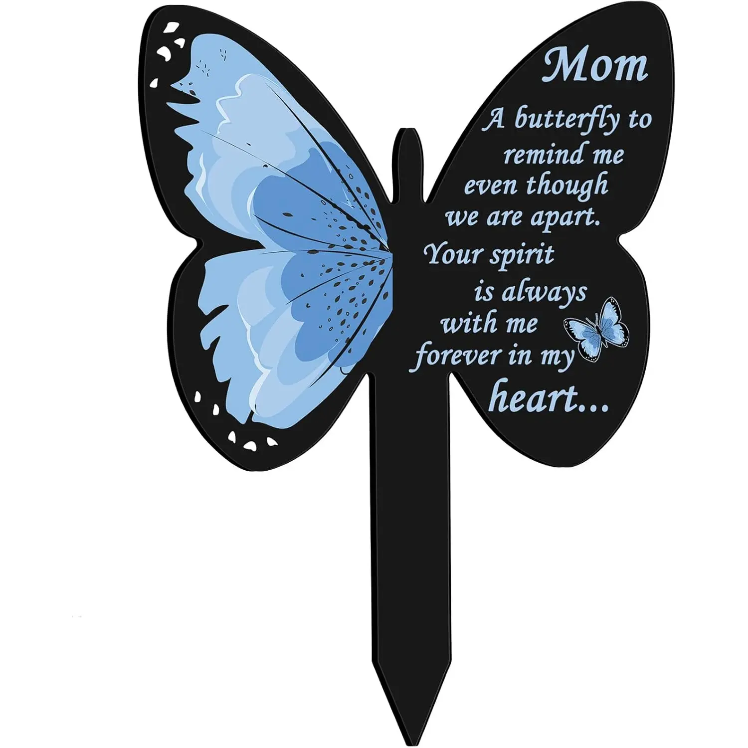 Mom Grave Decorations for Cemetery Mothers Day Grave Decorations Butterfly Acrylic Mom Memorial Cemetery Plaque Stake Markers for Outdoors Waterproof Sympathy Garden Stake(Elegant Style)
