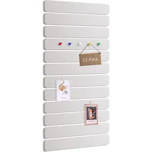 12-Pack Cork Board Alternative Felt Strip Board 13"x2", Office Pin Board with 30 Push Pins, Adhesive Install for Walls, for Paste Notes, Photos, Office  Classroom (Light Camel)