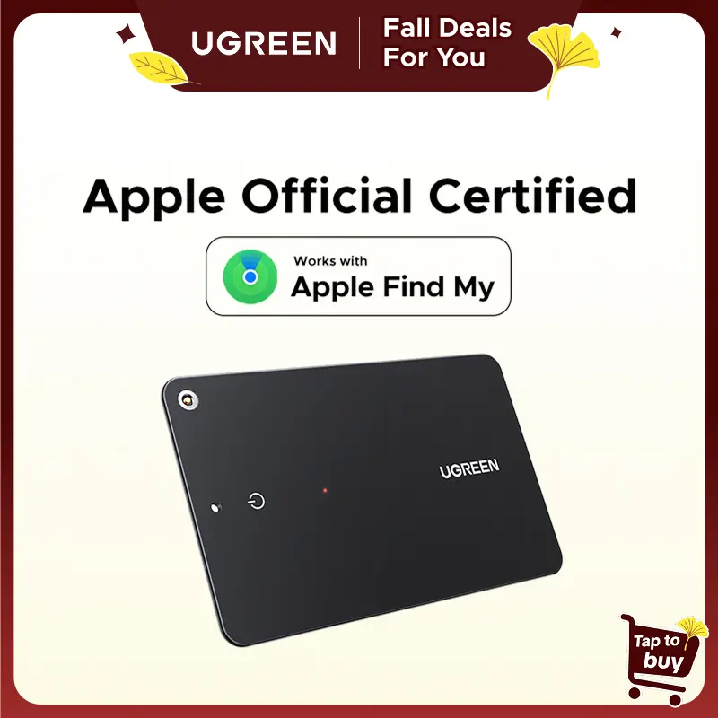 UGREEN FineTrack Slim Smart Key Finder-IP68 Waterproof Rechargeable Bluetooth Device with Magnetic Mount, Wireless Positioning Tracker, Keychain Tracker,iOS Compatible (Android/Samsung Versions),Wallet Finder,Card-Button Device,tiktokshopfalldealsforyou