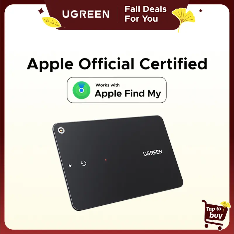 UGREEN FineTrack Slim Smart Key Finder-IP68 Waterproof Rechargeable Bluetooth Device with Magnetic Mount, Wireless Positioning Tracker, Keychain Tracker,iOS Compatible (Android/Samsung Versions),Wallet Finder,Card-Button Device,tiktokshopfalldealsforyou
