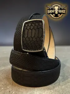 Cinto y Hebilla para Hombre Piel Genuina con Diseno / Men's Western Belt with Buckle Genuine Leather with Design