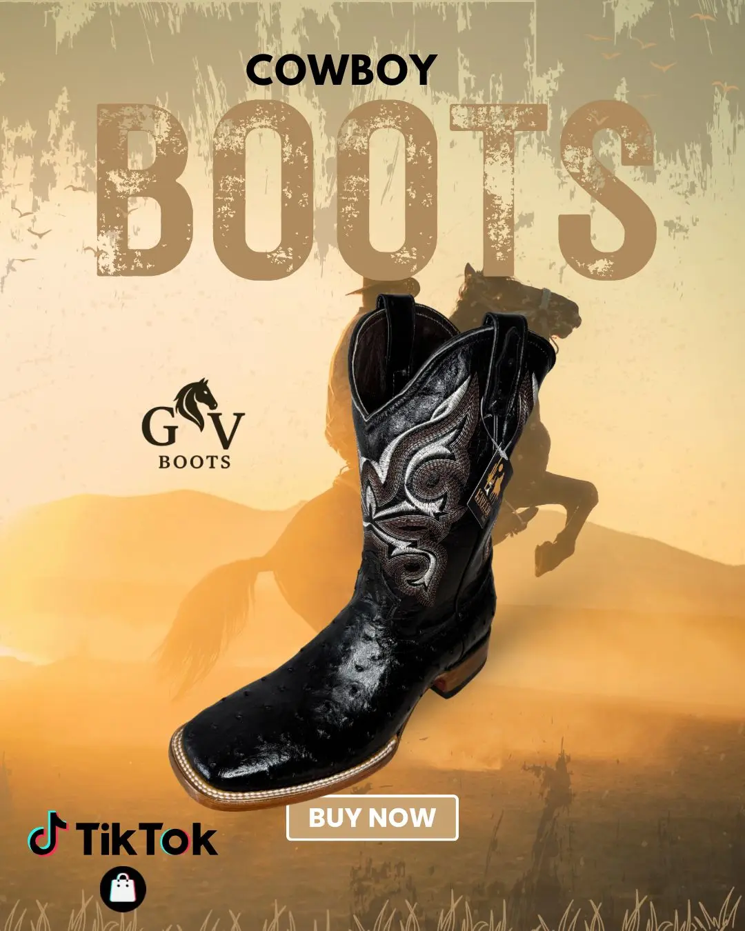 Botas de Avestruz Negra