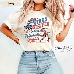 [Sale off up to 50%] Comfort Colors 4th of July Feminist Shirt, Stars Stripes And Women's Rights Tee, Retro Fourth Of July Shirt, USA Girl Power Shirts, American