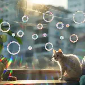 Christmas Round Sun Catcher Window Film, 1 Sheet Modern Decorative Static Cling Window Sticker, Bird Prevention Window Decal for Home Decor