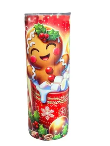 Jolly Gingerbread Man - 20oz oz 20 oz. 20oz. - Skinny Straight Sublimation Tumbler - Amy's Tumbler Junkies - Your Favorite Tumbler Shop!
