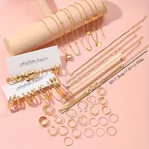 58-piece set, including necklace, bracelet, earrings and ring | Stylish jewelry set to complement everyday wear, party accessories and casual date décor (jewelry box not included).