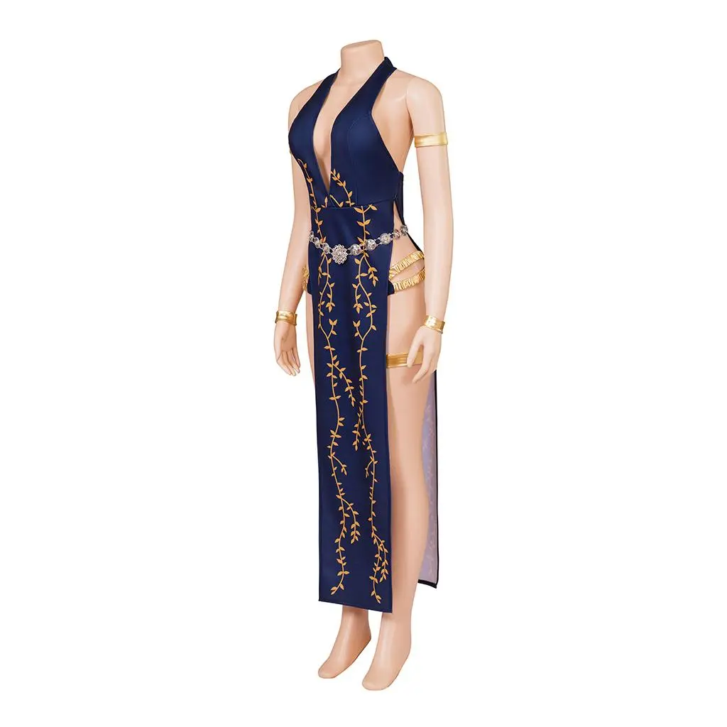 Queen Marika Cosplay Costume Women Sexy Halter Deep V Neck Dress Sleeveless  High Slit Long Dress Halloween Costume - TikTok Shop