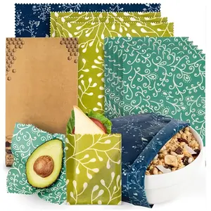 9-piece Set of Beeswax Food Wraps Honey Food Packaging Reusable Food Preservation Covers, Suitable for Leftovers, Fruits and Vegetables, Kitchen Storage Kitchen Accessories