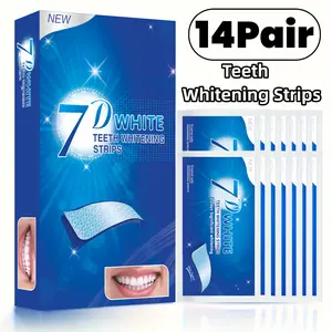 14 Pairs 7D Teeth Whitening Strips, Mint Flavor, 8% Pap Teeth Whitening, Fresh Breath, Single Item Pack, Fda Registered, Made in China