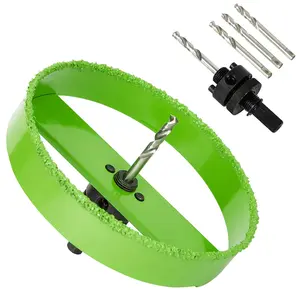 6 inch Carbide Hole  with Arbor for Recessed Lights,  Plaster Drywall Ceiling Sheetrock, 2X Faster, Green