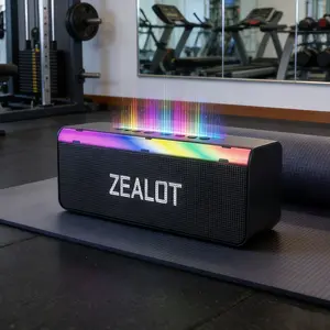 ZEALOT Bluetooth Speaker, 3000mAh Long Battery, 20W HIFI Bass, RGB Lights, IPX4 Waterproof, TF/USB/AUX for Gift, Hiking & Office.