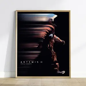 Space Explorer Artemis II Astronaut Motion Celebration Poster – Modern Space Wall Art, Sci-Fi Lunar Mission Print, Minimalist Cosmic Decor, NASA Inspired Poster, Home Décor, Gift for Space Lover