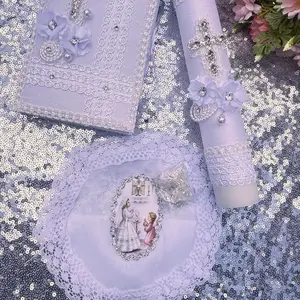 First communion candle, Boys first communion set English New Testament Decor Ornaments