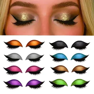 Lazy Eye Shadow Eyelash Patch, 2025 New Eyeshadow Eyelash Stickers, 3-in-1 Self-Adhesive Reusable Fast Eye Makeup Stickers with False Lashes, With False Eyelashes, Eyeshadow, Eyeliner (8pcs)