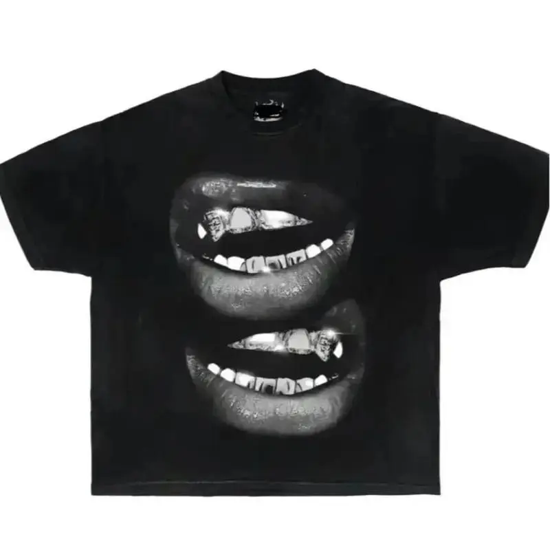 Grin Fang Mouth Graphic Tee, Vintage Boxy Shirt