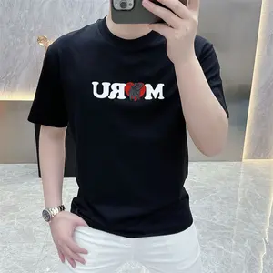 Trend Fashion Sumner New Men O-Neck Letter Little Elephant Printing High Street Casual Short Sleeve Slim Pullovers T-shirt Tops2024Young