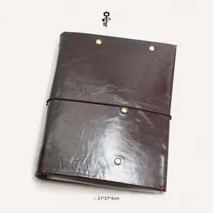Genuine Leather Handmade Portfolio Collection Notebook