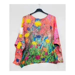 Pink abstract  Round Knit Printed Sweater