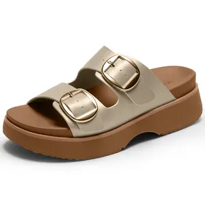 Vilanva Women’s Orthopedic Platform Wedge Walking Slides with Arch Support Soft Footbed for Plantar Fasciitis Relief Adjustable Buckle Trendy Summer 2026