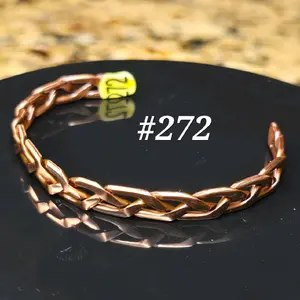 #272 Pure Copper 5 1/2" x 1/4" Hand-Woven Cuff Bracelet Handmade Artisan Jewelry Unisex Open Cuff Design Comfortable Everyday Wear