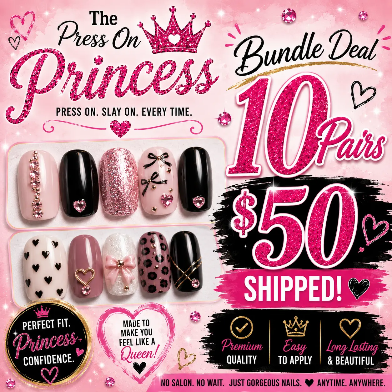 10 Pair of nails Bundle Pack